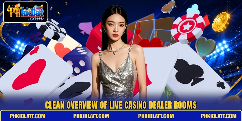 Clean overview of live casino dealer rooms Clean overview of live casino dealer rooms