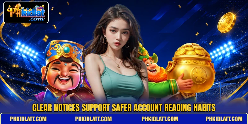 Clear notices support safer account reading habits Clear notices support safer account reading habits