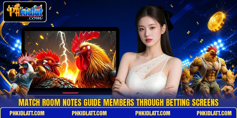 Match room notes guide members through betting screens