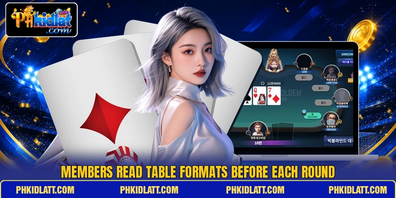 Members read table formats before each round Members read table formats before each round