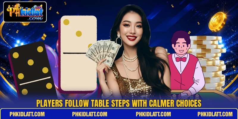 Players follow table steps with calmer choices Players follow table steps with calmer choices