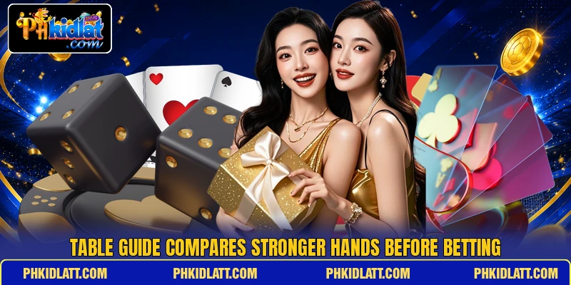 Table guide compares stronger hands before betting Table guide compares stronger hands before betting